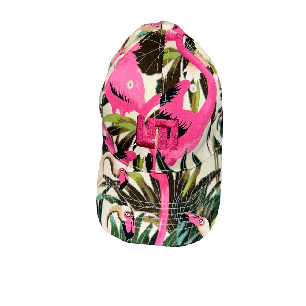 Loudmouth Floral Flamingo Baseball Cap Hat Adj Green Pink Tropical Men's Women's - Picture 6 of 6